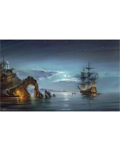 Картина по номерам Лунная ночь / 663282 Остров сокровищ