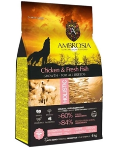 Сухой корм для собак Puppy & Growth All Breeds Chicken & Fresh Fish (для щенков всех пород с курицей и рыбой) 6 кг Ambrosia