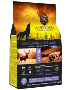 Сухой корм для собак Adult All Breeds Fresh Venison & Lamb (для всех пород с олениной и ягненком) 12 кг Ambrosia