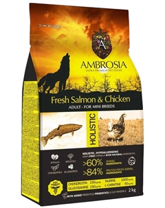 Сухой корм для собак Adult Mini Breeds Fresh Salmon & Chicken (для мелких пород с лососем и курицей) 2 кг Ambrosia