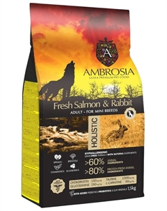 Сухой корм для собак Adult Mini Breeds Fresh Salmon & Rabbit (для мелких пород с лососем и кроликом) 1.5 кг Ambrosia