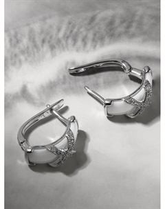 Серьги керамика «Крестик» полукруглые, цвет белый в серебре Qf