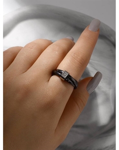 Кольцо керамика «Три нити», чёрное в серебре, 18 размер Qf