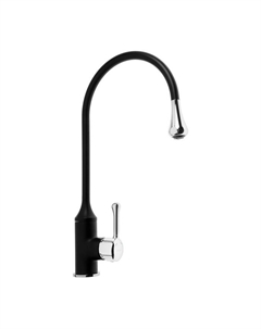 Cмеситель для кухни Accoona A4490F-4, однорычажный, каплеобразный излив, латунь, черный