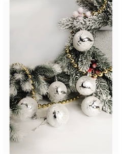 Ёлочные игрушки «Северный олень», шары новогодние, пластик, набор d=6 см, 6 шт., серебро Зимнее волшебство