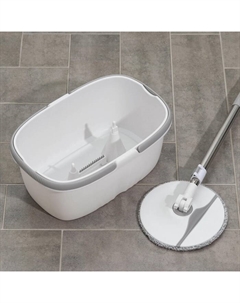 Швабра с отжимом и ведром, плоская насадка из микрофибры, ведро с отжимом, 13.5 л Raccoon