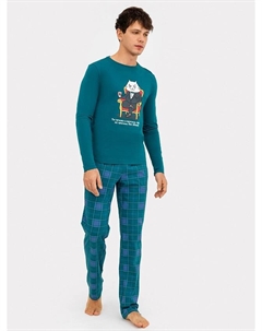 Комплект мужской (джемпер, брюки)темно-зеленый в зеленую клетку Mark formelle