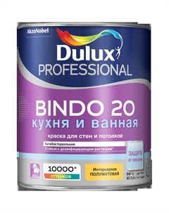 Краска Prof Bindo 20 полуматовая 1л д/стен и потолков белая BW