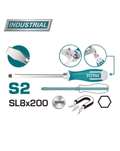 Отвертка шлицевая SL8 200 мм ударная THGS82006 Total
