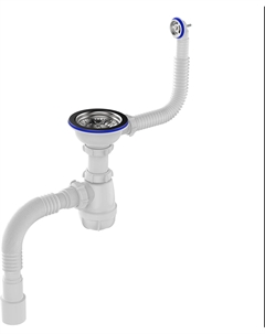 Сифон для мойки 3 1/2"х40 с мет.реш. с круглым переливом с г.т. 40х40/50 Aquant