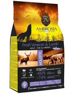 Сухой корм для собак Adult All Breeds Fresh Venison & Lamb (для всех пород с олениной и ягненком) 2 кг Ambrosia