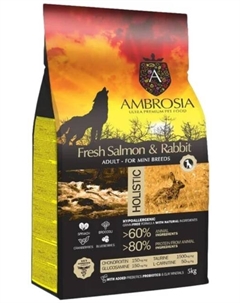Сухой корм для собак Adult Mini Breeds Fresh Salmon & Rabbit (для мелких пород с лососем и кроликом) 5 кг Ambrosia
