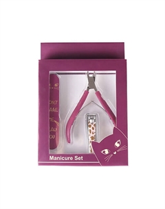 Подарочный набор для маникюра: щипчики, кусачки, пилка Purple Kitty Take and go