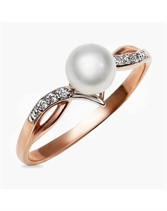 Кольцо покрытое золотом с фианитами и культивированным жемчугом Shine & beauty