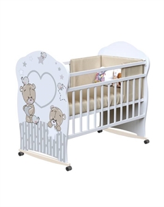 Кровать детская Love Me, колесо-качалка, белый, 1200×600 Vdk