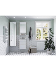 Шкаф-колонна с зеркалом «Сканди», 230×400 мм, цвет белый/дуб верона Aquaton