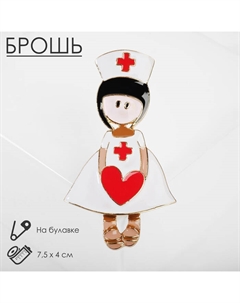 Брошь «Медсестра» с сердцем, цветная в золоте Qf