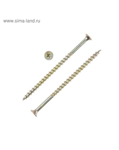 Саморез 4.2×89(90) мм PREMIUM, потай, крупная резьба, шлиц PH, желтый цинк, 1 кг Tundra