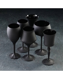 Набор бокалов для вина из хрустально стекла «Магнолия», 350 мл, цвет чёрный Bohemia crystal