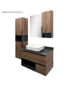 Зеркало шкаф для ванной комнаты «Штутгарт 90», 880×800 мм, цвет дуб тёмно-коричневый Comforty