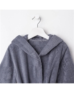 Халат махровый детский Little king, размер 30 (98-104 см), серый Этель