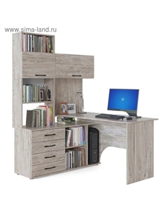 Стол компьютерный «КСТ - 14 Л», угол левый, с надстройкой, 1400×1235×1828 мм, цвет дуб юкон Сокол