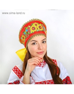 Кокошник «Фантазия с подсолнухами», на красном Страна карнавалия