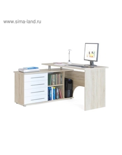 Стол компьютерный «КСТ - 109», угол левый, 4 ящика, 1400×750×1270 мм, цвет дуб сонома/белый Сокол