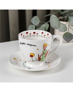 Чайная пара «Маленький принц», чашка 440 мл, блюдце d=16 см, фарфор, белая Quinsberry