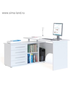 Стол компьютерный «КСТ - 109», угол левый, 4 ящика, 1400×750×1270 мм, цвет белый Сокол