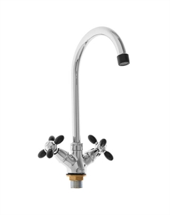 Смеситель для кухни Accoona A4582F, двухрычажный, поворотный излив, черный/хром