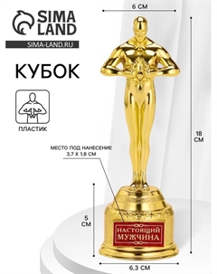 Кубок наградная фигура мужская «Настоящий мужчина», оскар, пластик, 18 см Сима-ленд