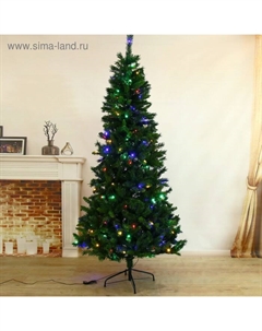 Искусственная ёлка с гирляндой Led «. Эксклюзив цветные огоньки», цветные огоньки, 210 см, d нижнего яруса 100 см, 778 ПВХ веток отгибаются Зимнее волшебство