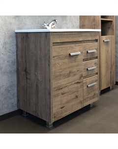 Тумба-умывальник «Марио-75» цвет дуб темный, с раковиной Quadro 75 Comforty