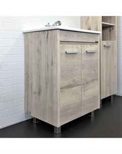 Тумба-умывальник «Марио-60» цвет дуб дымчатый, с раковиной Quadro 60 Comforty