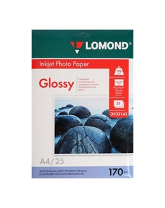 Фотобумага для струйной печати А4, 25 листов, 170 г/м2, односторонняя, глянцевая Lomond