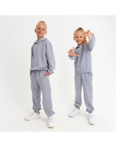 Костюм детский (худи, брюки), светло-серый меланж, рост 140 см Minaku