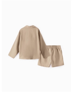 Комплект (рубашка и шорты) для девочки, бежевый, рост 152 см Minaku