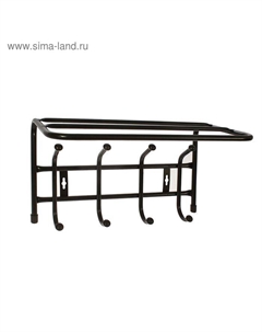 Вешалка настенная с полкой на 4 крючка, 40×24×27 см, чёрная Ника