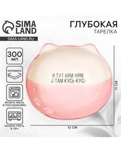Тарелка глубокая керамическая «Ням-ням», 300 мл, 13 х 11 х 5,5 см Дорого внимание