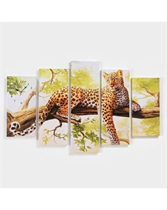 Часы настенные, модульные, серия: Животный мир, "Леопард", 80х140 см Сюжет