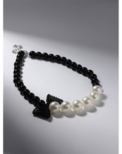 Бусы «Бантик», крупный жемчуг, шар №12-18, черно-белые, 41 см Qf