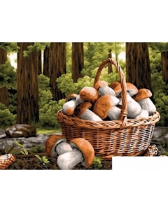Картина по номерам Грибное лукошко КХ4050_53901 Три совы