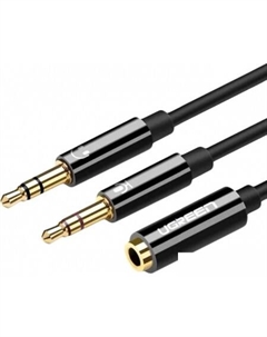Кабель AV140 20898 3.5 мм F - 2 x 3.5 мм M (0.2 м, черный) Ugreen