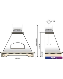 Кухонная вытяжка Бельведер Флореале 60П-650-П3Д (бежевый/дуб неокрашенный) Elikor