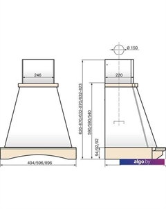 Кухонная вытяжка Ротонда 60П-650-П3Л (бежевый/дуб) Elikor