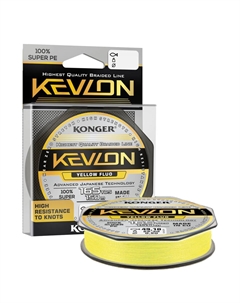 Шнур плетеный рыболовный KEVLON X4 YELOW FLUO 150 м 0,16 мм Konger