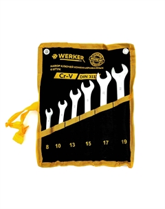 Набор ключей комбинированных 6 шт 8,10,13,15,17,19 ткань Werker