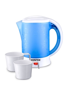 Чайник дорожный Centek CT-0054 Blue (бело-синий) 600мл, 650Вт
