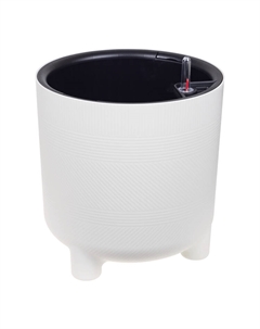 Кашпо Шэнк D275мм 13,5л с вставкой и с автополивом белый ротанг Idea
